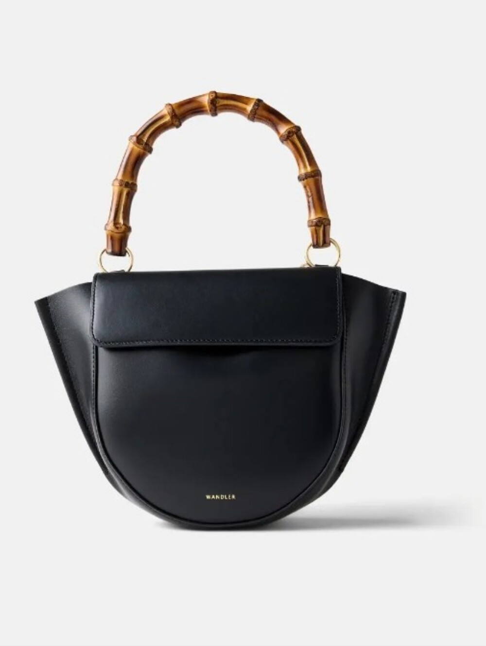 Wandler Black Hortensia Mini with Bamboo Top Handle